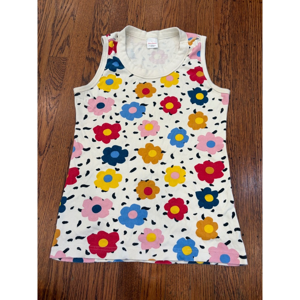 Hanna Andersson Women Small Organic Cotton Floral Tank Top Ivory Multi Color